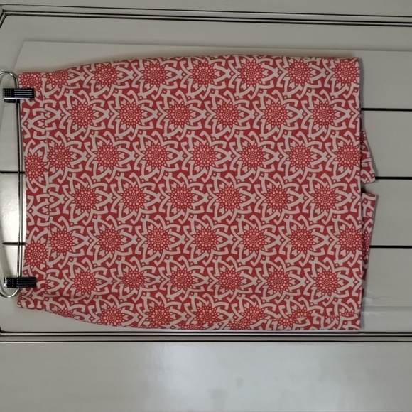 J. Crew Factory Pencil Skirt Size 2 Pink White Star Pattern Cotton - Picture 1 of 11